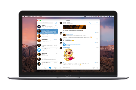 لقطة Telegram على جهاز MacBook بنظام macOS