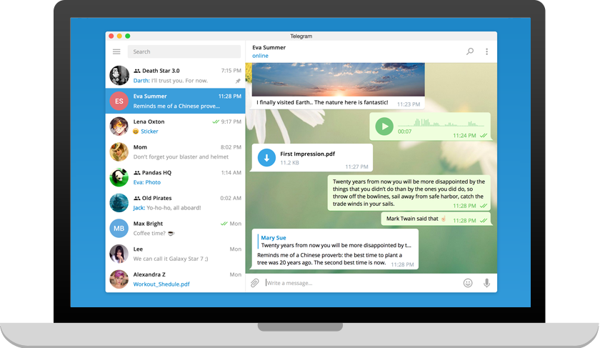 واجهة Telegram Desktop على نظام Windows بالعربية