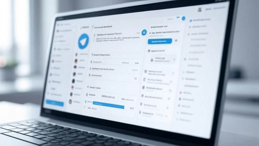 Telegram Desktop يعمل على لابتوب Mac في مكان عمل